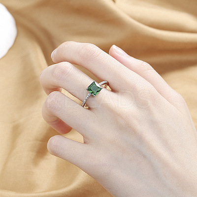 Brass Micro Pave Cubic Zirconia Finger Rings for Women FS-WG14AB5-03-1