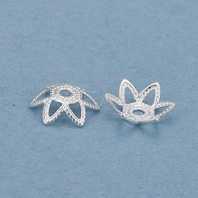 Brass 6-Petal Bead Caps X-KK-K253-20S-1