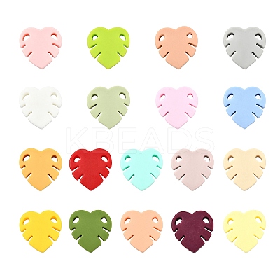 18Pcs 18 Colors Monstera Leaf Food Grade Eco-Friendly Silicone Beads SIL-CJ0002-76-1