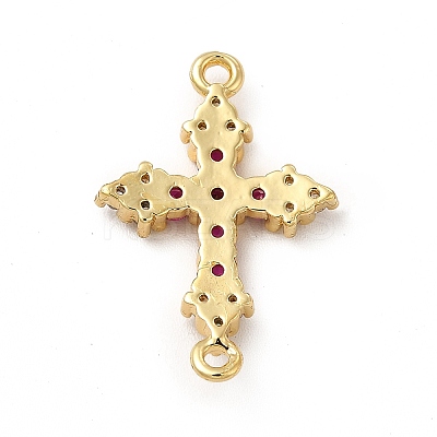 Eco-Friendly Rack Plating Brass Pave Cubic Zirconia Connector Charms KK-F847-06G-1