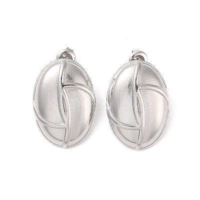 Non-Tarnish Oval 304 Stainless Steel Stud Earrings for Women EJEW-L272-011P-1