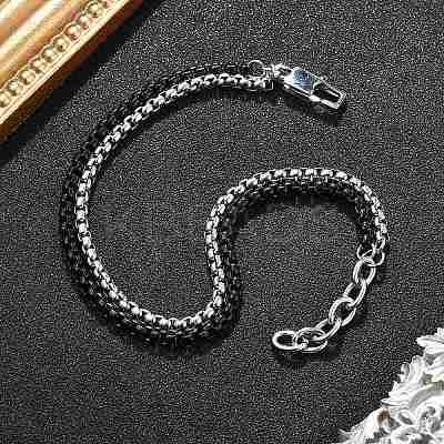 304 Stainless Steel Box Chain Multi-strand Bracelets for Men Women BJEW-Q038-03-1