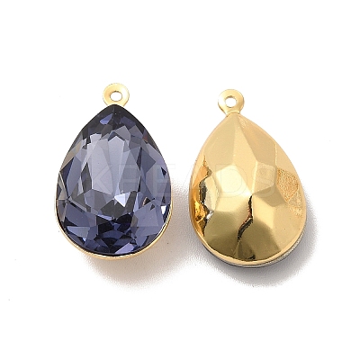 Real 18K Gold Plated Brass with Glass Pendants KK-177-22G-06-1