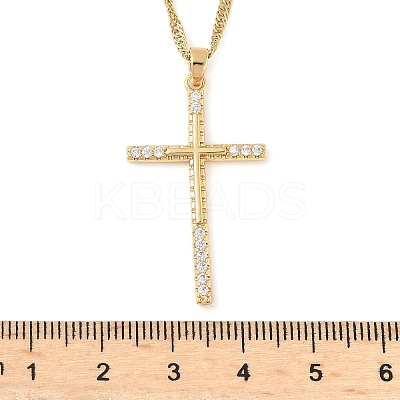 304 Stainless Steel Micro Pave Clear Cubic Zirconia Pendant Necklaces for Women LS-NJEW-U047-01A-G-1