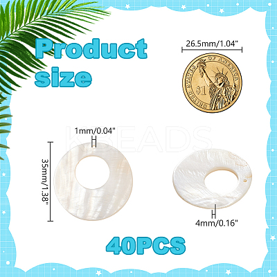 40Pcs Shell Pearl Pendants SSHEL-GA0001-18-1