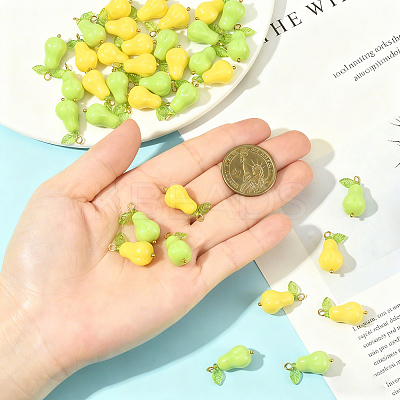 36Pcs 2 Colors Acrylic Gourd Pendants PALLOY-FS00068-1