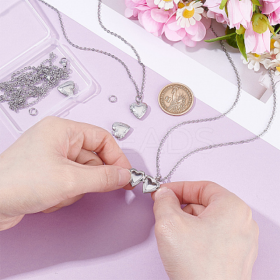 DIY 316 Stainless Steel Locket Pendant Necklaces Making Kits NJEW-HY0001-04B-1