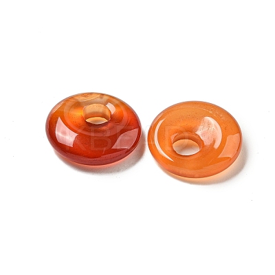 Natural Red Agate Donut/Pi Disc Charms G-G142-02P-1