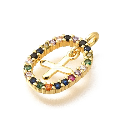 Brass Micro Pave Cubic Zirconia Pendants ZIRC-P123-01G-X02-1