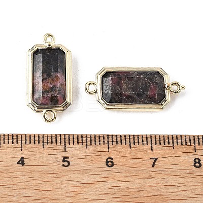 Natural Rhodonite Faceted Rectangle Connector Charms G-H323-04G-01-1