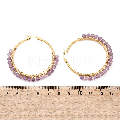 Beaded Hoop Earrings EJEW-JE03830-02-1