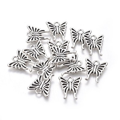 Tibetan Style Alloy Butterfly Charms TIBEP-17627-AS-RS-1