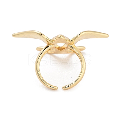 Brass Bird Open Cuff Ring for Women RJEW-C102-05G-1