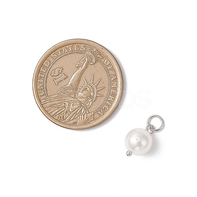 Shell Pearl Round Charms PALLOY-JF04476-02-1