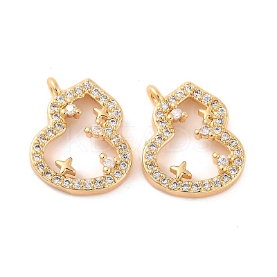 Brass Micro Pave Clear Cubic Zirconia Pendants KK-S389-07G-1