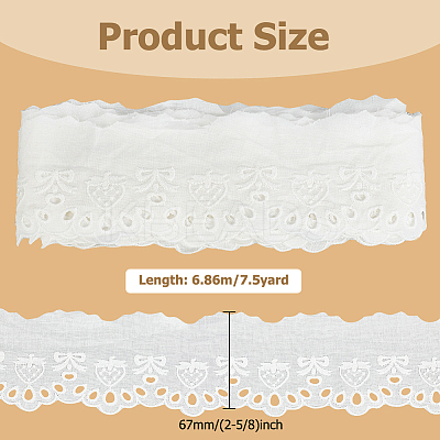 7.5 Yards Cotton Strawberry & Bowknot Embroidery Lace Ribbon OCOR-FG0002-53B-1
