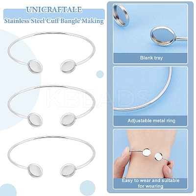 8Pcs Adjustable 304 Stainless Steel Cuff Bangle Making STAS-UN0040-43-1