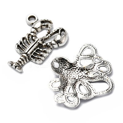 48Pcs 8 Style Marine Animal Theme Tibetan Style Alloy Pendants FIND-FS0001-53-1