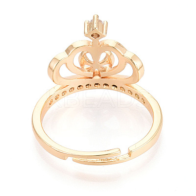 Crown Brass Micro Pave Clear Cubic Zirconia Adjustable Ring Settings KK-T076-29G-1