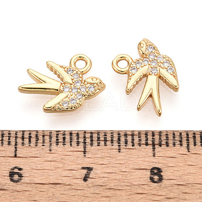 Brass Micro Pave Clear Cubic Zirconia Pendants KK-T078-07G-01-1