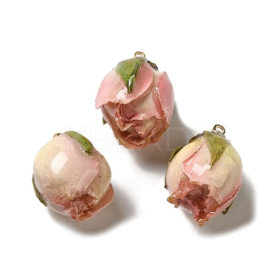 Preserved Rose with Golden Alloy Pendants LS-FIND-M010-01E-1