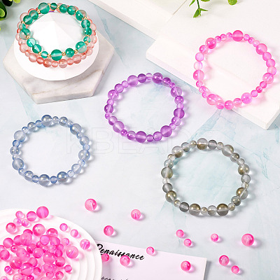 300Pcs Frosted Transparent Glass Beads GLAA-TA0002-78B-1