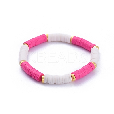 Handmade Polymer Clay Heishi Beads Stretch Bracelets BJEW-JB05091-02-1