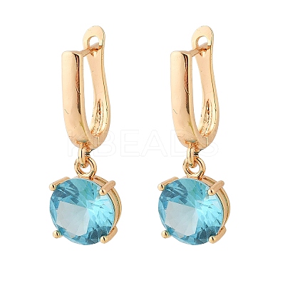 Flat Round Brass Pave Cubic Zirconia Hoop Earrings for Women EJEW-G428-22G-1