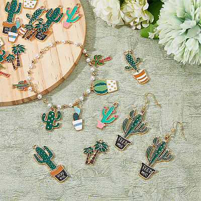 40Pcs 10 Styles Alloy Enamel Pendants ENAM-HY0001-31-1