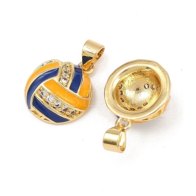 Brass Enamel Cubic Zirconia Pendants KK-L251-34G-1