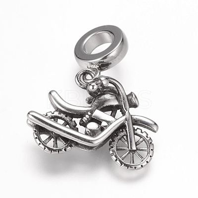 304 Stainless Steel European Dangle Charms X-OPDL-K001-02AS-1