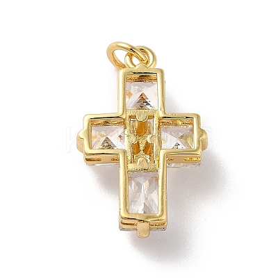 Rack Plating Brass Micro Pave Cubic Zirconia Pendants X-KK-A160-05G-1