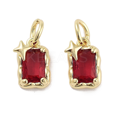 Brass Micro Pave Cubic Zirconia Charms KK-C051-10G-06-1