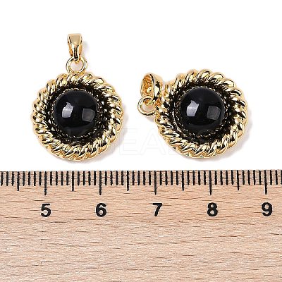 Brass with Glass and Imitation Agate Pendants KK-Q030-26G-1