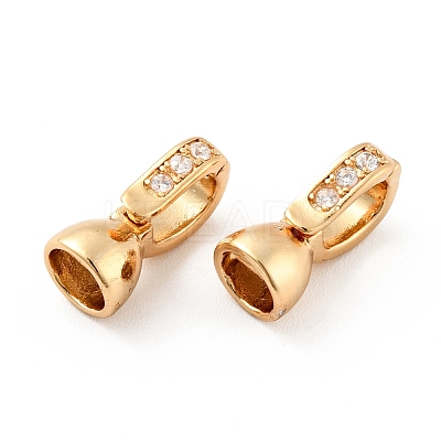 Brass Micro Pave Clear Cubic Zirconia Fold Over Clasps KK-G425-03G-1