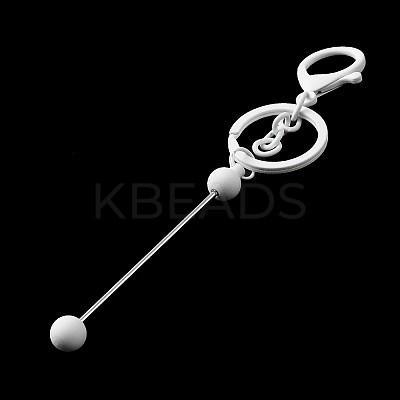 Spray Painted Alloy Bar Beadable Keychain for Jewelry Making DIY Crafts LS-KEYC-A011-02G-1