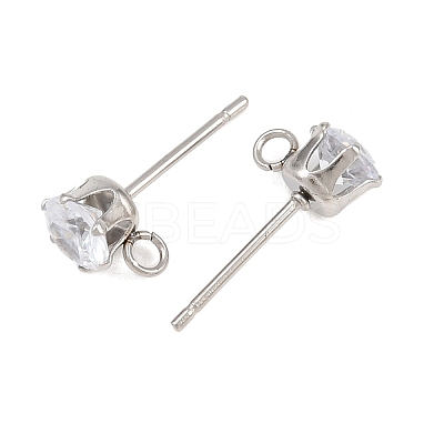 304 Stainless Steel Micro Pave Cubic Zirconia Stud Earring Findings STAS-H240-56P-01-1