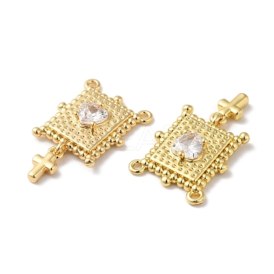 Rack Plating Brass Micro Pave Clear Cubic Zirconia Pendants KK-D074-32G-1