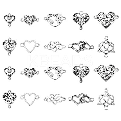 100Pcs 10 Styles Tibetan Style Alloy Connector Charms TIBE-CJ0001-27-1