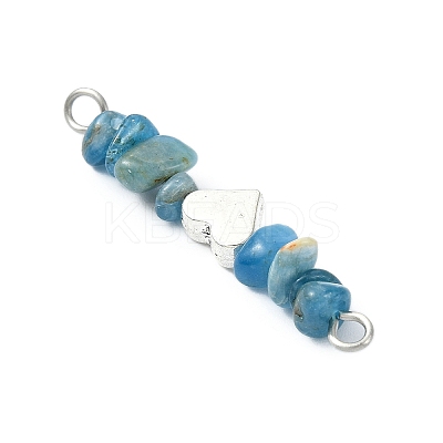 16Pcs 16 Styles Mixed Gemstone Chip Beaded with Brass Heart Connector Charms PALLOY-JF03059-02-1
