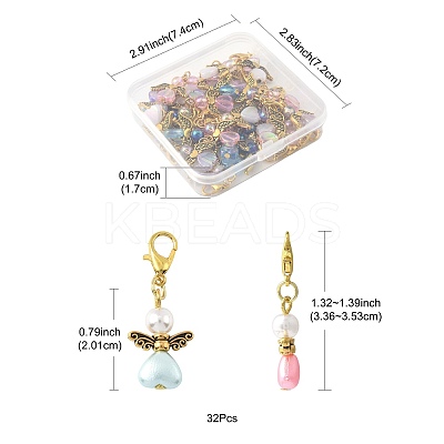 32Pcs Angel Imitation Pearl Acrylic with Alloy Pendant Decorations HJEW-FS00040-02-1