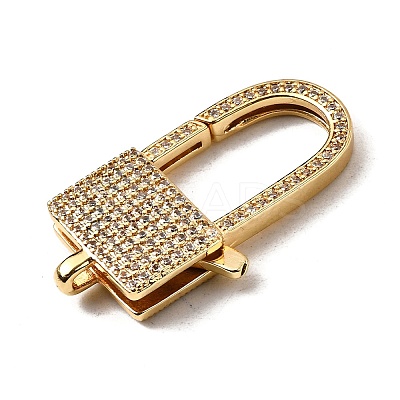 Brass Clear Cubic Zirconia Lobster Claw Clasps KK-Z078-48B-G-1