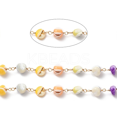 Handmade Shell Pearl Chip Beaded Chains CHC-M024-10G-1