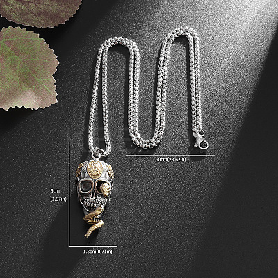 Snake Skull Alloy Gothic Pendant Box Chain Necklaces FS-WG2281F-01-1