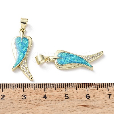 Rack Plating Brass Micro Pave Cubic Zirconia Pendants KK-C041-09G-1