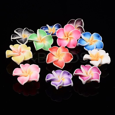 Handmade Polymer Clay 3D Flower Plumeria Beads CLAY-Q192-15mm-M-1