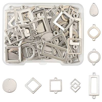 64Pcs 8 Styles 304 Stainless Steel Geometric Links/Connectors STAS-FS0002-02-1