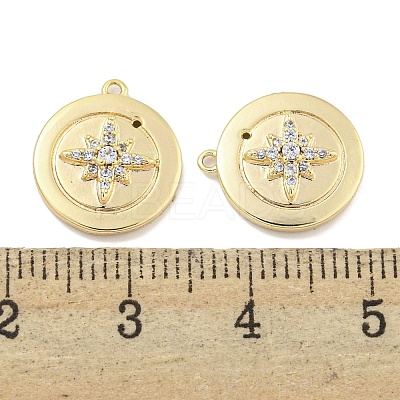 Brass Micro Pave Clear Cubic Zirconia Charms KK-S386-21G-1