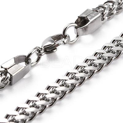 Non-Tarnish 304 Stainless Steel Wheat Chain Necklaces NJEW-L160-005B-P-1