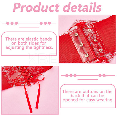 PVC Lace Up Elastic Corset Belts with Polyester Ribbon for Women AJEW-WH0678-79A-1